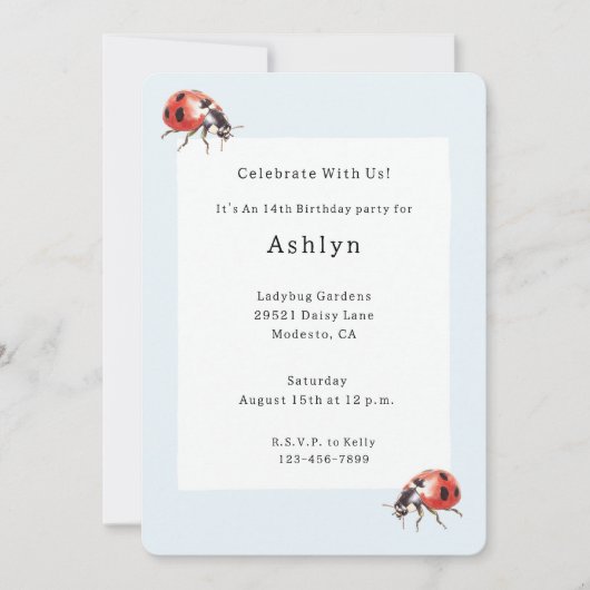 Ladybugs Birthday Kaart (Voorkant)