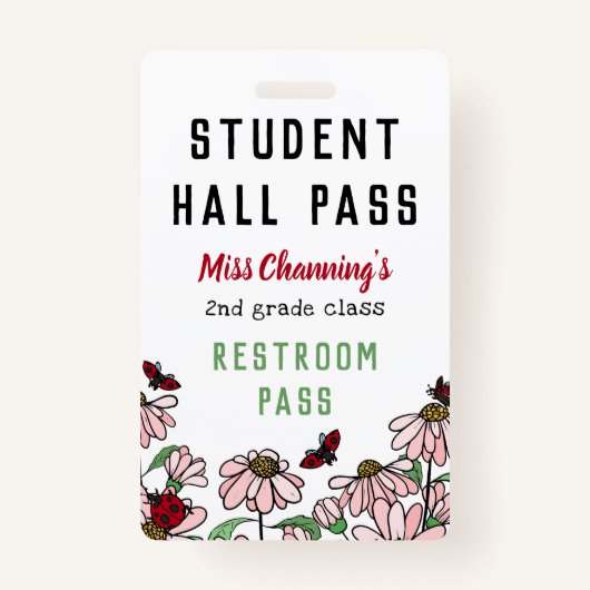 Ladybugs & Daisies Student Hall Pass Badge (Voorkant)