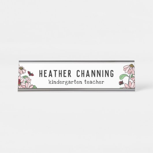 Ladybugs & Daisies Teacher Desk Bureau Naambordje (Voorkant)