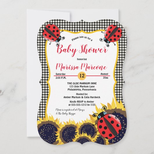Ladybugs en Baby shower van zonnebloemen Kaart (Voorkant)