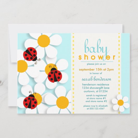 Ladybugs en Daisies Baby Shower-uitvindingen Kaart (Voorkant)