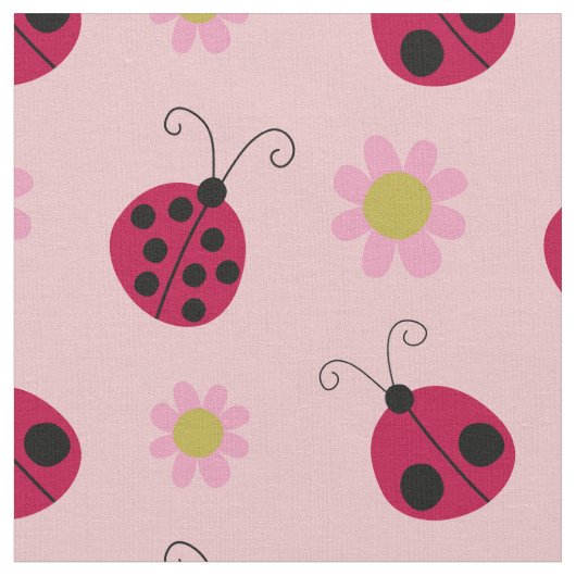 Ladybugs en Flowers Stof (Close Up)