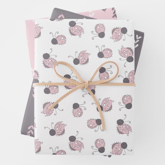 Ladybugs en lederen papierset met onmiddellijke ve inpakpapier vel (In situ)