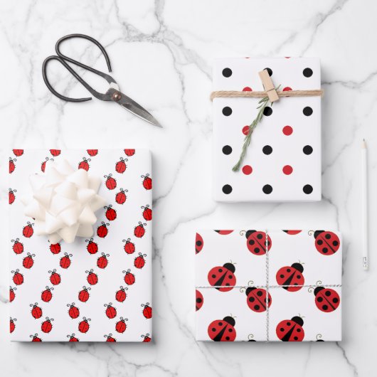 Ladybugs en Polka Dots Design Wrapping Paper Ze (Voorkant)