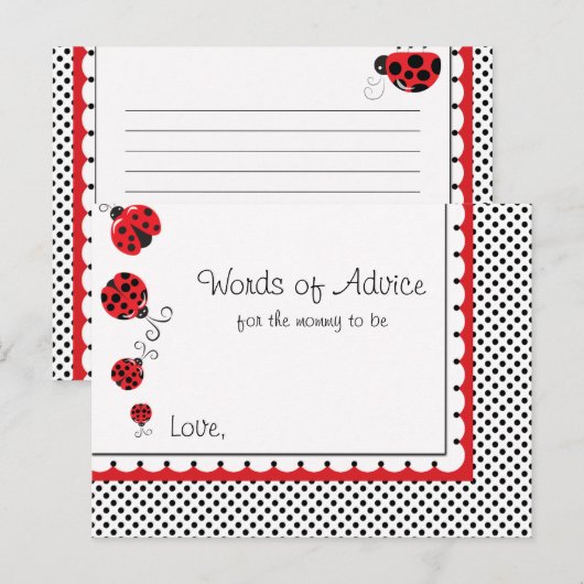 Ladybugs en Polka Dots Mam Advice Kaart (Voorkant / Achterkant)