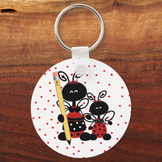 Ladybugs en Polka Dots Sleutelhanger leraar (Voorkant)