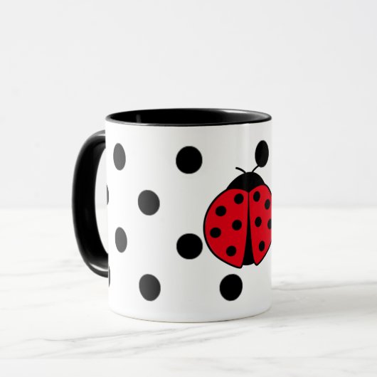 Ladybugs- en polkadots mok (Voorkant links)
