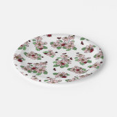 Ladybugs- en roze Daisies-patroon Papieren Bordje (Gekanteld)