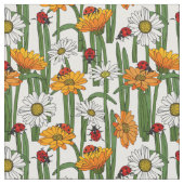 Ladybugs en Summer Meadow Flowers Natuur Pattern Stof (Close Up)