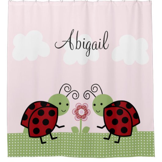 Ladybugs en Vloermeisjes Kind Shower Curtain Douchegordijn (Voorkant)