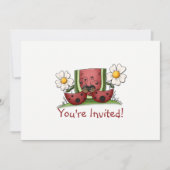 Ladybugs en Watermelon Birthday Party Invitation Kaart (Voorkant)
