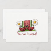 Ladybugs en Watermelon Birthday Party Invitation Kaart (Voorkant / Achterkant)