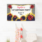 Ladybugs en zonnebloemen Eerste verjaardag Spandoek (Insitu)