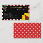 Ladybugs- en zonnebloemoemkaarten visitekaartje (Voorkant / Achterkant)