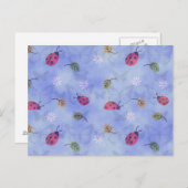 Ladybugs Flowers en Leaves Briefkaart (Voorkant / Achterkant)