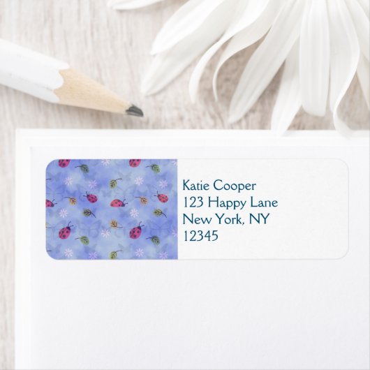 Ladybugs Flowers en Leaves Etiket (Insitu)