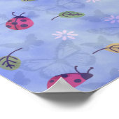 Ladybugs Flowers en Leaves Poster (Hoek)