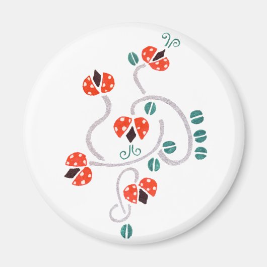 Ladybugs Flowers Magnet (Voorkant)