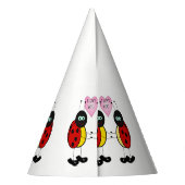 Ladybugs houden handen in elkaar feesthoedjes (Achterkant)