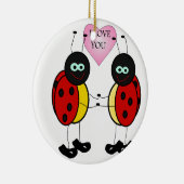 Ladybugs houden handen in elkaar keramisch ornament (Rechts)