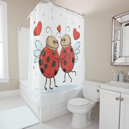 Ladybugs in Love / Joaninhas Apaixonadas Douchegordijn (In situ)