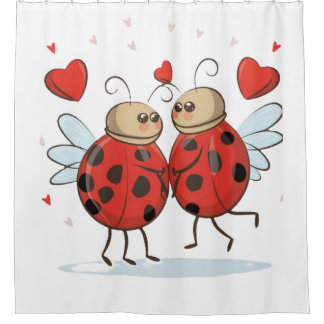 Ladybugs in Love / Joaninhas Apaixonadas Douchegordijn