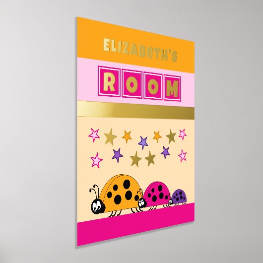 Ladybugs kind kamer roze sinaasappel kinderkamer g folie afdrukken (Laagn)