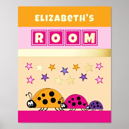 Ladybugs kind kamer roze sinaasappel kinderkamer g folie afdrukken (Voorkant)