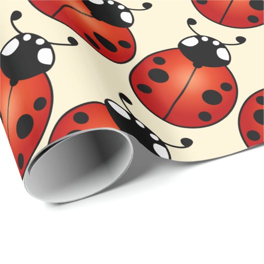 Ladybugs Ladybird Beetles Red Black Pattern Cadeaupapier (Rol Hoek)