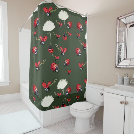 Ladybugs, lijfvogels, douchergordijn douchegordijn (In situ)