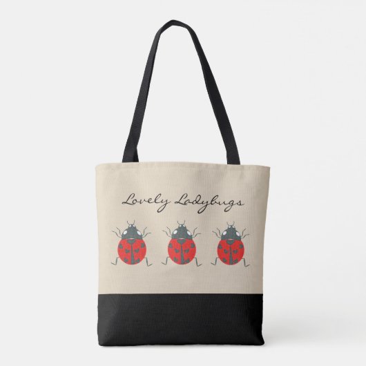 Ladybugs | Lovely Trio of Ladybugs Canvas tas (Achterkant)