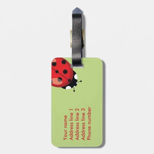Ladybugs met aangepaste contactgegevens bagagelabel (Achterkant verticaal)