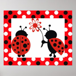 Ladybugs met bloeiend Poster