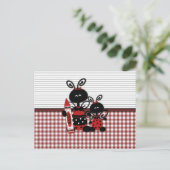 Ladybugs met Crayon Gingham Briefkaart (Staand voorkant)