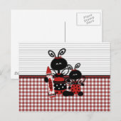 Ladybugs met Crayon Gingham Briefkaart (Voorkant / Achterkant)