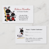 Ladybugs met het Visitekaartje van de potloodleraa Afsprakenkaartje (Voorkant / Achterkant)