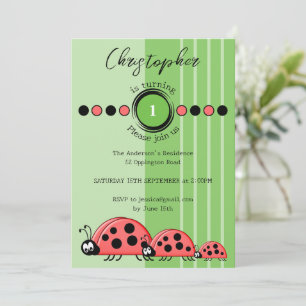 Ladybugs-naam wordt 1 rode groene 1e verjaardag kaart