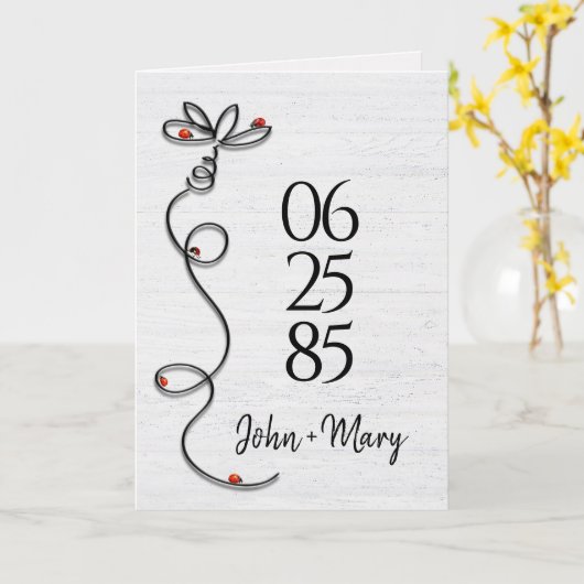 Ladybugs op Doodle Daisy voor Jubileum Kaart (Gele Bloem)