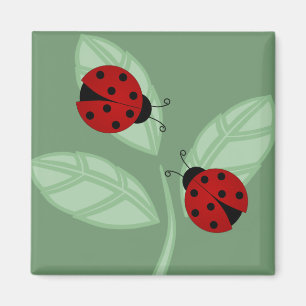 Ladybugs op Leaves Magnet