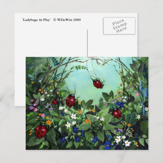 Ladybugs op Play Post Card Briefkaart (Voorkant / Achterkant)