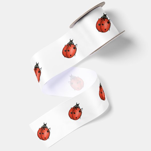Ladybugs op wit satijnen lint (Achterkant)