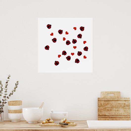 ladybugs patroondecor poster (Keuken)