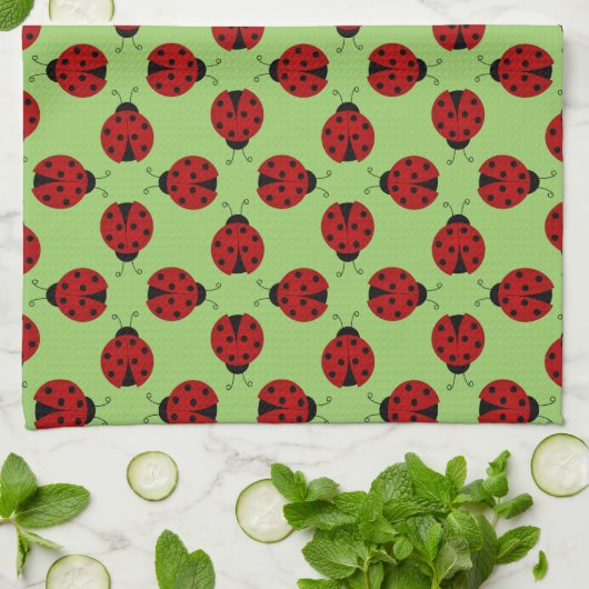 Ladybugs Pattern Kitchen Towel Theedoek (Gevouwen)