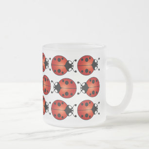 Ladybugs Pattern Lucky Ladybird Red Oranje Black Matglas Koffiemok