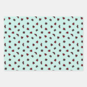 Ladybugs Pattern Pink White Turquoise Inpakpapier Vel (Voorkant 3)