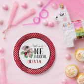 Ladybugs Pink Daisies Onederful Birthday Party Papieren Bordje (Feest)