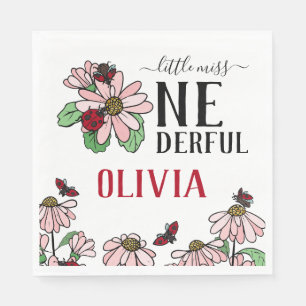 Ladybugs Pink Daisies Onedful Verjaardagsfeest Servet