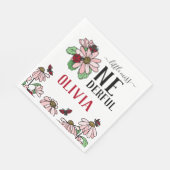 Ladybugs Pink Daisies Onedful Verjaardagsfeest Servet (Hoek)