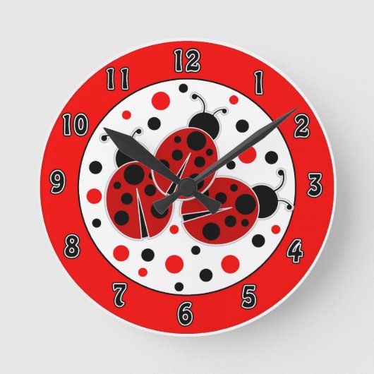 Ladybugs Polka Dots Wall klok (Voorkant)