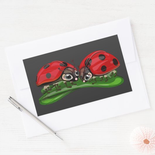 Ladybugs rechthoekige sticker (Envelop)